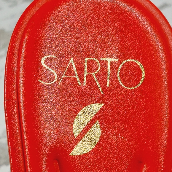 New Sarto By Franco Sarto Women's Red Leather Gwyneth Slide Flat Sandals A268 - Picture 9 of 12